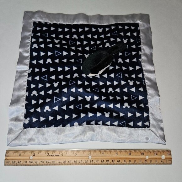 Disney Baby Mickey Mouse Rattle Lovey Plush Baby Toy Blue Gray Fleece Satin - Picture 3 of 6